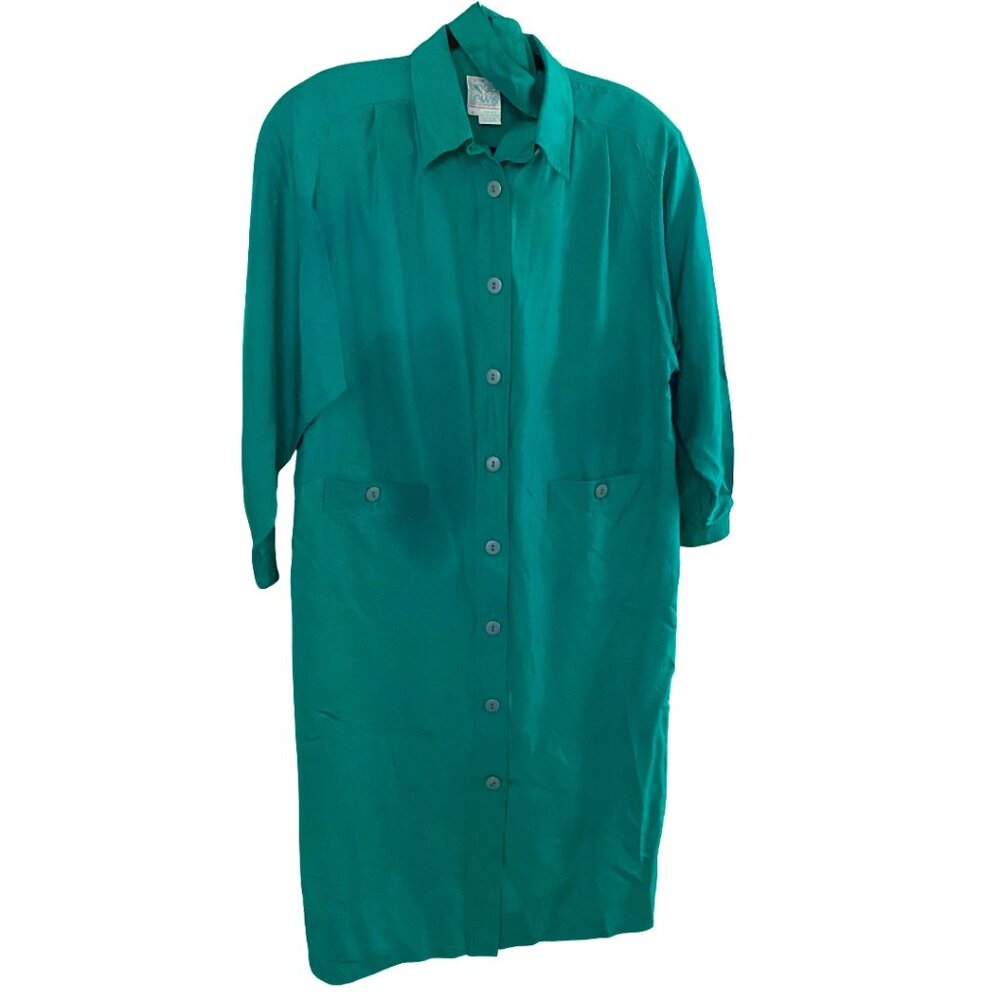 Tailored Vintage Silk Button-front Sheath Dress, Sz 6